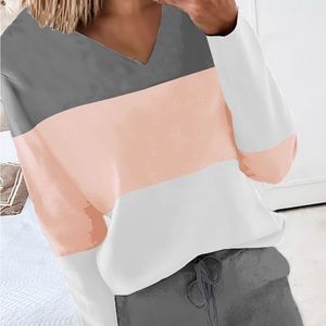 Gray Pink and White Blouse